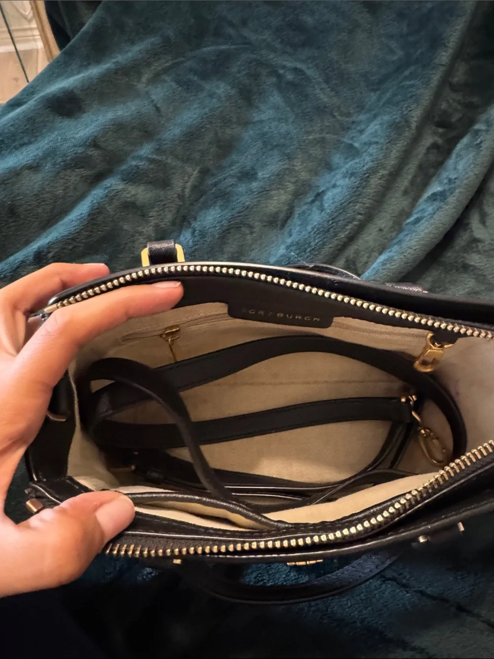 Tory Burch Black Mini Satchel with Gold Hardware